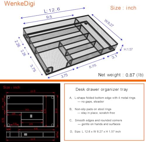 2-Pack 6-Compartment Mesh Office Drawer Organizer Tray, Black - Image 3