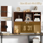 Desktop Bookshelf, 3-Tier Wood Countertop Bookcase w/ 5 Cubbies - Image 5