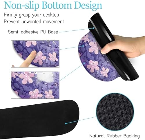 LIMKRIAN Purple Mouse Pad Large Desk Mat Set, Kawaii Cat Gaming Mousepad - Image 4