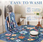 DUKINO 2.6x8 Runner Rug, Washable Runner Rug for Hallway Non Slip, Blue - Image 6