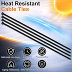 Blulu 7 Inch 500 Pcs Black Cable Ties with Metal Tooth Self Locking - Image 4