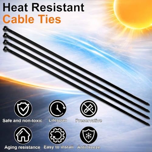 Blulu 7 Inch 500 Pcs Black Cable Ties with Metal Tooth Self Locking - Image 4