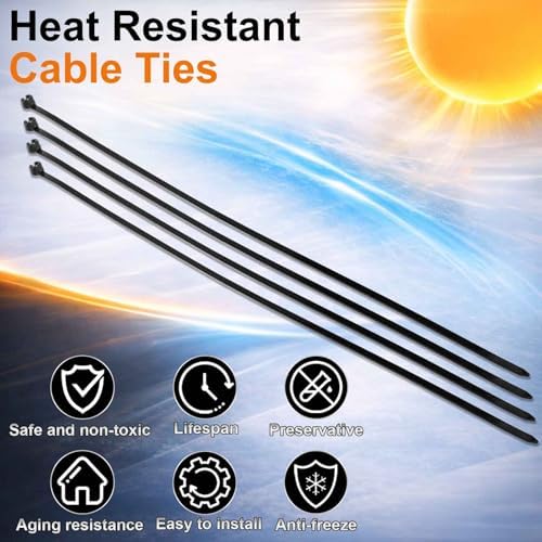 Blulu 15 Inch 400 Pcs Black Cable Ties with Metal Tooth Self Locking - Image 4