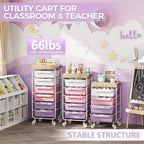 SYKIARIOL Utility Cart with 6 Labeling Drawers and Wooden Tabletop - Image 5