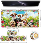 Keyboard Mouse Pad Set, Extended Gaming Mouse Pad+Ergonomics Keyboard Wrist Rest Support, Memory Foam, Easy Typing Pain Relief, 4Pcs XL Ultra Thick Desk Mat,Cute Dog - Image 6