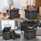 DocSafe Storage Ottoman with Lock,Fireproof Folding Ottoman Foot Rest Stool Storage Chest with Storage Safe for Important Documents,Waterproof 17 Inches Short Ottoman Foot Stool with Handles,Black - Image 4