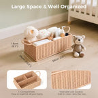 Diaper Caddy Organizer, Hand Rattan Nursery Baby Basket Changing Table Organizer for Baby Essentials, Baby Shower Gifts, Versatile Shelf Basket Bathroom/Kitchen Organizer (Blush Beige, L) - Image 3