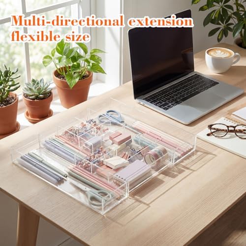 Briwooody Clear Acrylic Drawer Organizer Expandable,9 Compartments,Large - Image 4