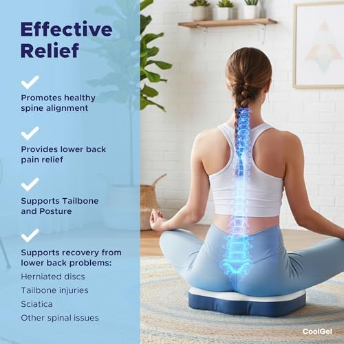 COOL GEL Memory Foam Seat Cushion, Gel Cooling Memory Foam, Office Chair Cushion for Tailbone, Sciatica & Back Pain Relief - Ergonomic U-Shaped with Non-Slip Base and Washable Cover - Image 6