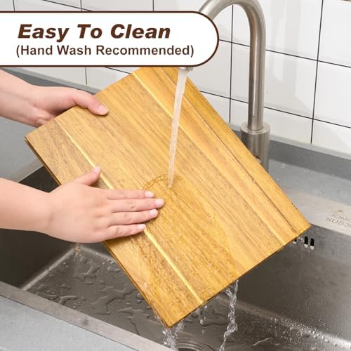 3 Pcs Acacia Wood Book Cutting Boards Set with Wooden Bookend Holder Book Shaped Solid Wood Cutting Board for Kitchen Fruits Vegetables Meat Fish Cheese Bread (Classic) - Image 6