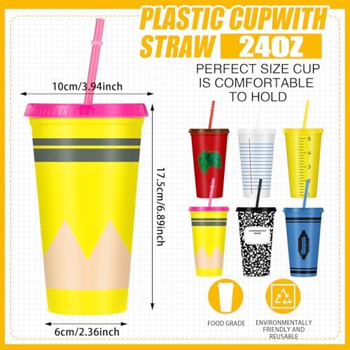 Potchen 12 Set/36 Pcs Back to School Teachers Gifts Bulk, 24 oz Tumbler - Image 2