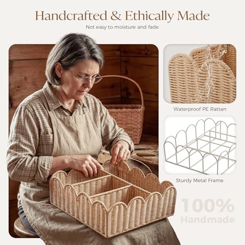 Wicker Diaper Caddy Organizer, Nursery Storage Basket for Diapers and Baby Wipes, Baby Essentials Organizer for Changing Table, Splinter Free Rattan Style (Natural, XL) - Image 5