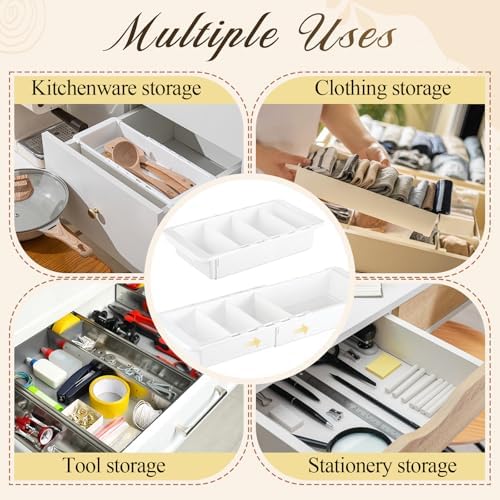 Expandable Deep Drawer Organizer Bins for Desk, White, 5 Pcs - Image 6