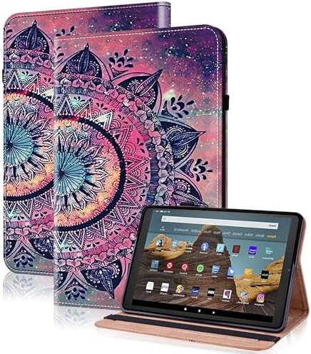 for Kindle Fire HD 10 Case 9th/7th/5th Generation 10.1 Inch (2019/2017/2015), PU Leather Wallet Cover with Pen Holder, Elastic Band & Card Slots for Kindle Fire HD 10 Case - Mandala by TUOLISG