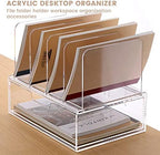HeZone Desk Organizers and Accessories, Acrylic Desk Organizer with Drawer, Office Supplies Organization Storage, Clear Acrylic File Organizer for Desk - 1 Pack - Image 2