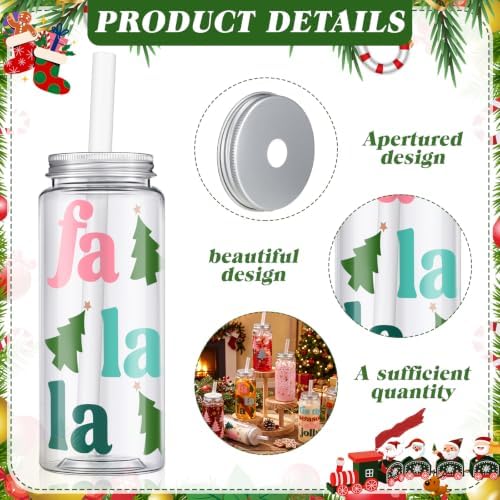 Meanplan 24 Pcs Pink Christmas Plastic Cup Gift Bulk 14 oz Pastel Snowflake Xmax Tree Tumbler with Lids and Straws Reusable Merry Christmas Drinking Mugs for Holiday Birthday Party Favors Supplies - Image 4