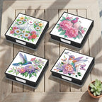 4 Pcs Floral Bird Diamond Art Sticky Note Holder with 640 Sheets Paper, 5D DIY Desktop Memo Pad Organizer for Women, Office Supplies Desk Decor Accessory, Creative Craft Gift - Image 3