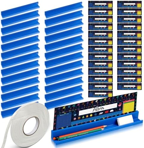 PerKoop 25 Pcs Classroom Desk Name Plates Holder Set by PerKoop