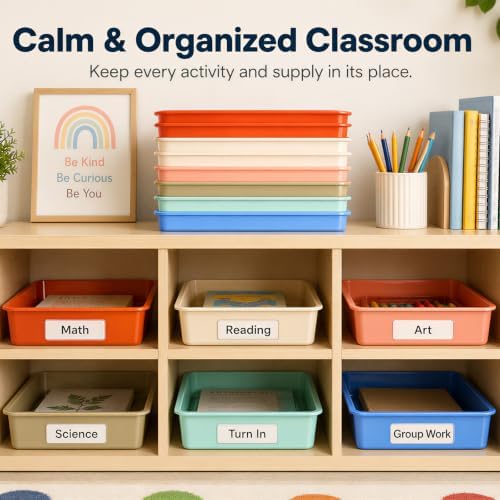 Defresit 12 Pcs Letter Size Flat Storage Paper Trays for Classroom - Image 6