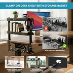 3 Tier Clamp on Desk Shelf,Desktop Organizer with Under Desk Hidden Basket - Image 6