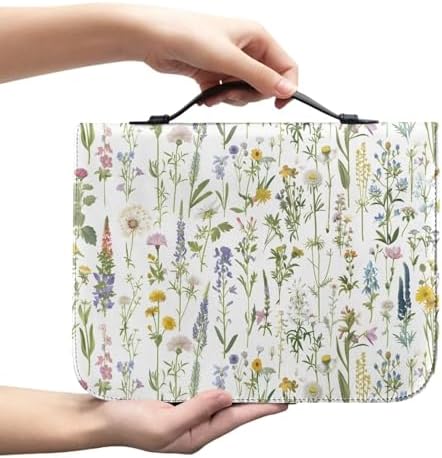 Bible Cover for Women Men Lavender Floral Pattern Bible Carrying Book Case with Handle Bible Bags Tote Bible Accessories Book Covers Church Bag by Glomenade