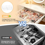20PCS Clear Drawer Organizer Set, Expandable Acrylic Vanity Storage Bins, 2 Sizes Adjustable Plastic Junk Drawer Dividers, BPA-Free Non-Slip Stackable Organizers for Makeup, Bedroom, Office & Tools - Image 6
