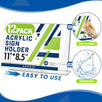 Aheroi Acrylic Sign Holder 8.5x11, Plastic Sign Holder Acrylic Stand 12Pack - Image 4