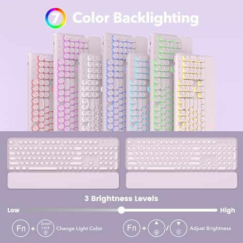 Rechargeable Backlit Wireless Keyboard and Mouse Combo, Magnetic Wrist Rest - Image 2