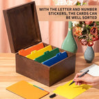 5 x 8 Inches Index Card Holder Set, Bamboo Organizer Box, Brown - Image 4