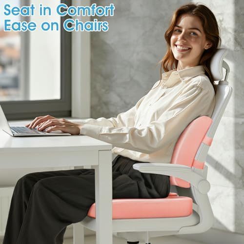CushZone X-Large Seat Cushion and Lumbar Support Pillow for Office, Pink - Image 4