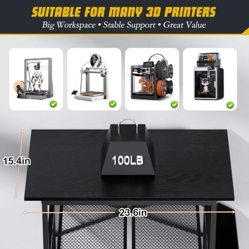 3 Tier 3D Printer Stand with Filament Rack & Detachable Tool Storage Bag - Image 2