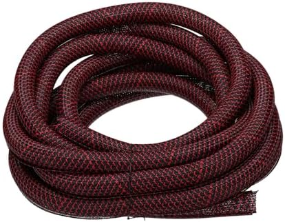 MECCANIXITY Split Sleeve Wire Loom Braided Sleeve 1-1/4" 25Ft Black/Red by MECCANIXITY