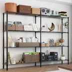 4 Tier Storage Racks Shelving, Heavy Steel Pantry Shelves, Adjustable Wire Shelving Rack, Suitable for Garage, Kitchens, Offices, 58" W x 14" D x 59" H, Black - Image 3