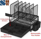 Simple Houseware Desk File Organizer for Office Supplies w/Drawer, Black - Image 3