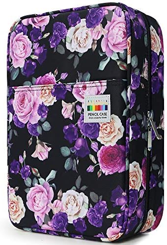 YOUSHARES Big Capacity Colored Pencil Case - 300 Slots large Pen Case Organizer with Multilayer Holder for Prismacolor Colored Pencils & Gel Pen (Purple Pink Rose) by YOUSHARES