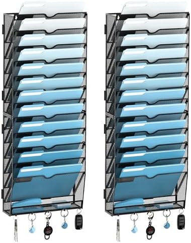 SUPEASY 13-Tier Hanging Wall File Organizer with Hooks, 2 Pack by SUPEASY