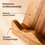 Scalloped Wooden Cookbook Stand for Kitchen Counter, 2 in 1 Recipe Book Holder & Charcuterie Board, Durable Serving Tray Easily Keeps Recipe and Cook Book Open - Image 6