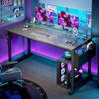 DurayLoly 55" Carbon Fiber Gaming Desk with RGB LED for Teens Bedroom,Black - Image 4