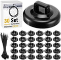 Leinuosen 30 Set Magnetic Zip Tie Mount and Nylon Cable Ties, 23 mm Multipurpose Wire Cable Holder Mount Wire Clips Management Electrical Organization Supplies (Black) by Leinuosen