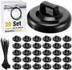 Leinuosen 30 Set Magnetic Zip Tie Mount and Nylon Cable Ties, 23 mm Multipurpose Wire Cable Holder Mount Wire Clips Management Electrical Organization Supplies (Black) by Leinuosen