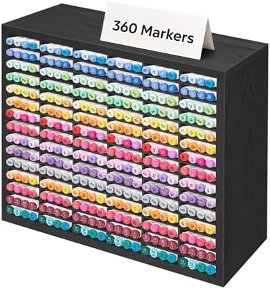 PROLEE Markers Organizer with 90 Compartments for 360 Marker Storage Art Pens Storage Rack,Watercolor Brushes Pens Alcohol Marker Holder for Desk Organizer by Hamstercages