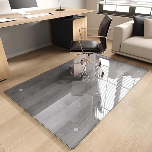Tempered Glass Chair Mat for Carpet, 40"x60" Grey Floor Mat by MYSUNORIA