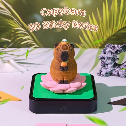 3D Calendar 2027, 3D Memo Pad Art Sticky Notes, Time Piece Calendar 2027, Creative Weekly Notepad with Light, Paper Carving Art Desktop Gift for Christmas Birthday Anniversaries (Capybara 2027 Calendar) - Image 5