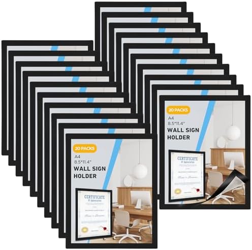 20 Pack Magnetic Sign Holder 8.5x11 inches with Magnetic Border by FACULX