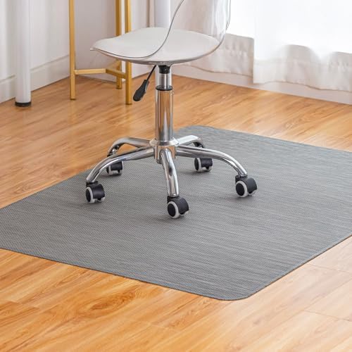 Baroyal Office Chair Mat for Hardwood Floor Under Desk Computer Rolling Chair Mat for Wood/Tile Floor Non-Slip Heavy Duty Desk Rug PVC Plastic Hard Floor Protector 45"x 53" (Gray) by BAROYAL