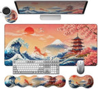 Large Desk Pad Set with Keyboard Wrist Rest & Mouse Wrist Support by SichKards