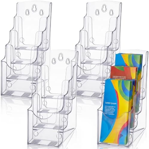 4 Pcs 4 Tier Acrylic Brochure Display, 4 Inch Wide, Wall or Desk by Unknown