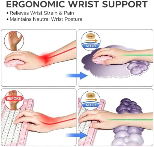 Gel Wrist Rest and Cloud Mouse Pad, for Keyboards and Mice - Ergonomic Pink Keyboard Wrist Rest Set, Relieves Pain from Typing/Computer/Laptop/Gaming/Home/Office Purple - Image 5