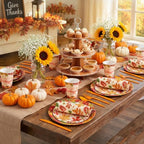400 Pcs Happy Thanksgiving Party Decorations for 50 Guests, Watercolor Maple Leaf Paper Plates Napkins Cups Cutlery for Fall Thanksgiving Give Thanks Harvest Party Supply - Image 5