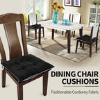 Office Stacking Chair Cushions 4 Pack, Corduroy High Density Foam Kitchen Seat Cushions with Ties, Square 17" x 17" Indoor Non-Slip Dining Chair Pads, Black, 4pcs - Image 6
